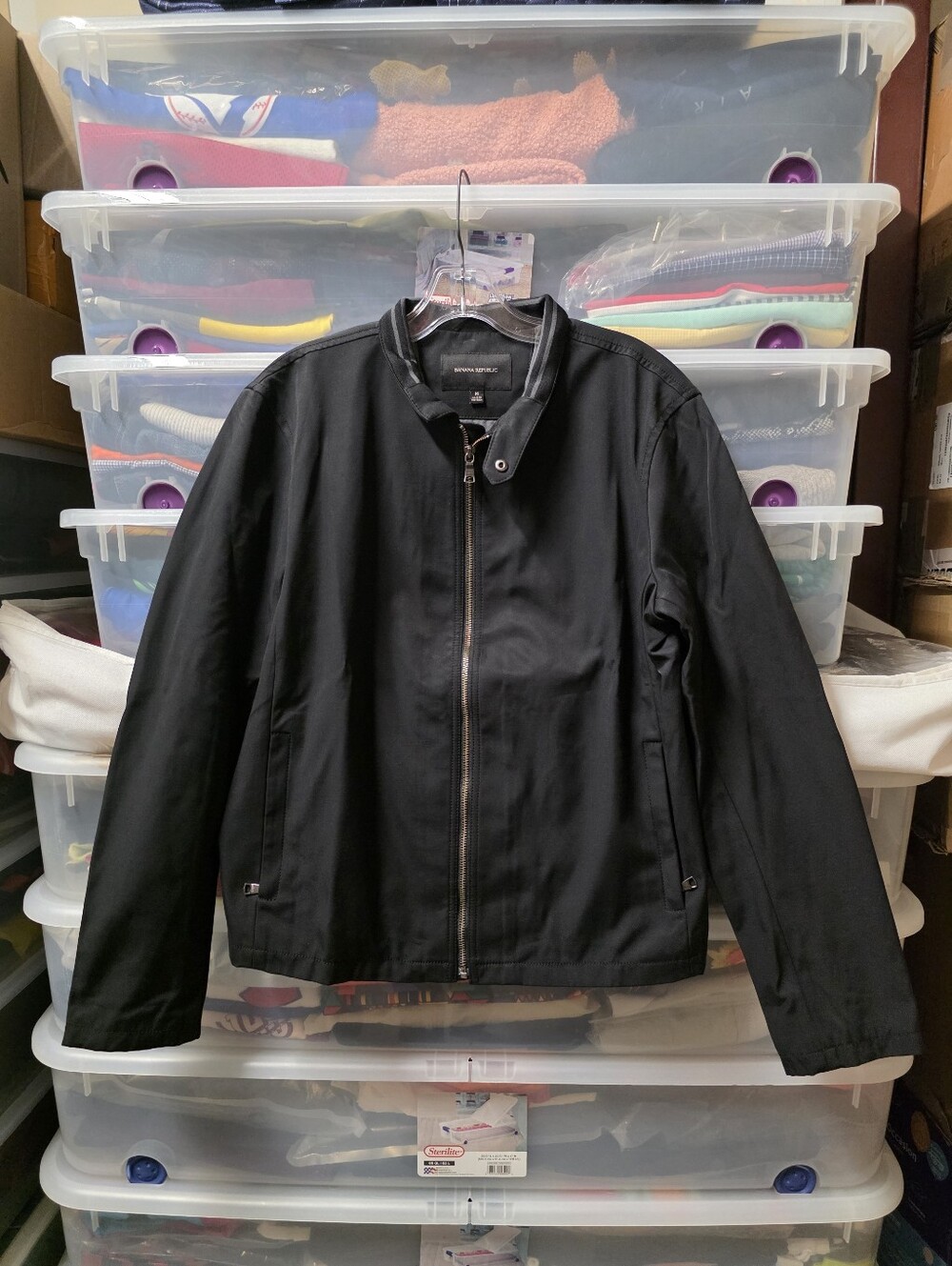 Banana Republic Men's Black Stand Collar Jacket Full Zip Size M Regular Fit